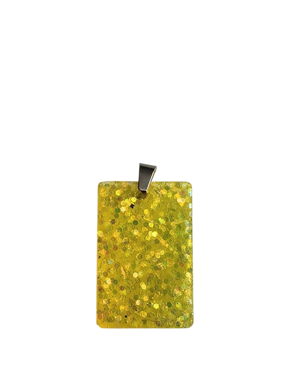 (2) Yellow Glitter Rectangle Pendant